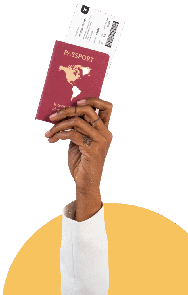 mão segurando passaporte