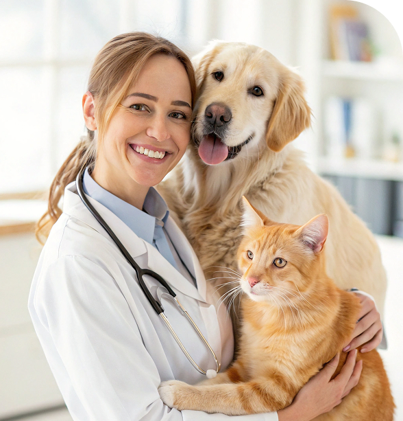veterinária com animais