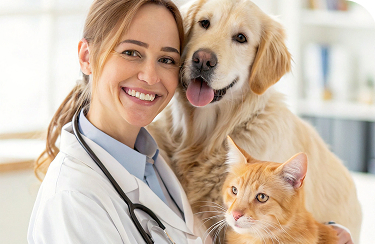 veterinária com animais